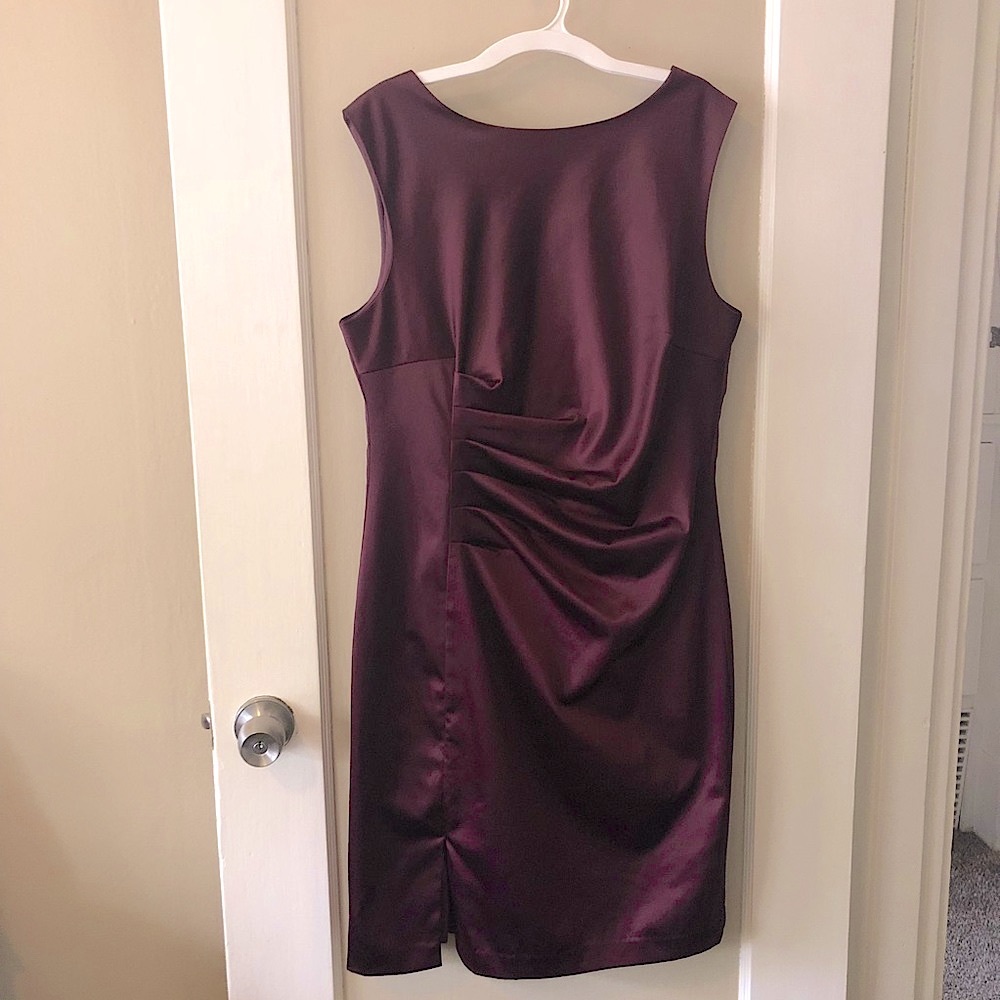 The Limited Maroon side pleated mid length dress